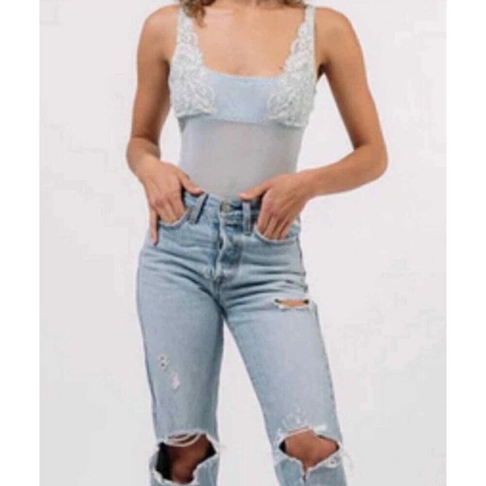 WE ARE HAH U UP free people Bodysuit Bundle Blue Brown - XS - NWT - Picture 1 of 12